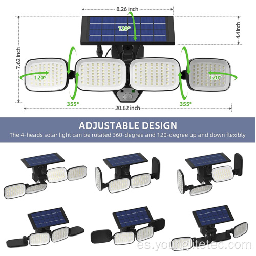 Sensor de movimiento al aire libre solar LED de la pared de la pared